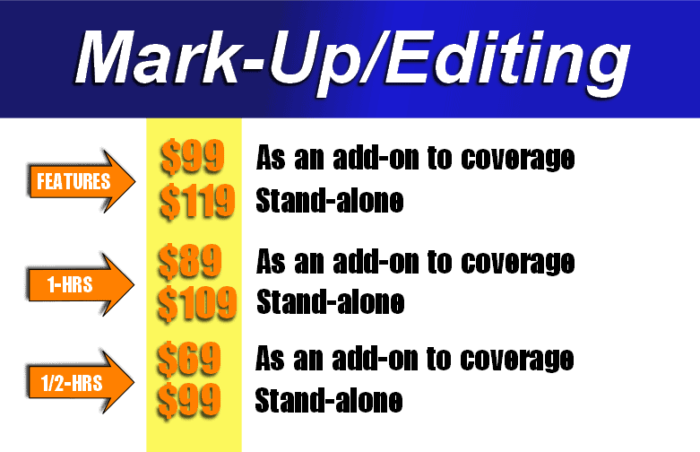 Coverage Ink Mark-up / Editing 2022 Prices